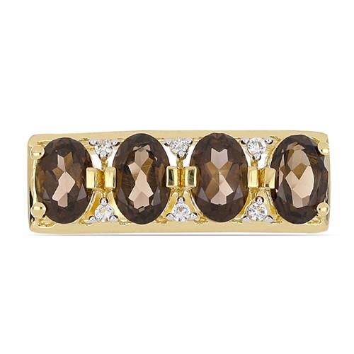 BUY 925 SILVER NATURAL SMOKY MULTI GEMSTONE STYLISH RING